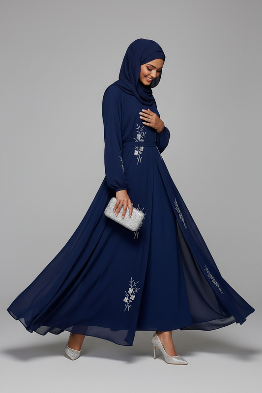 The Sapphire Blossom Embellished Abaya