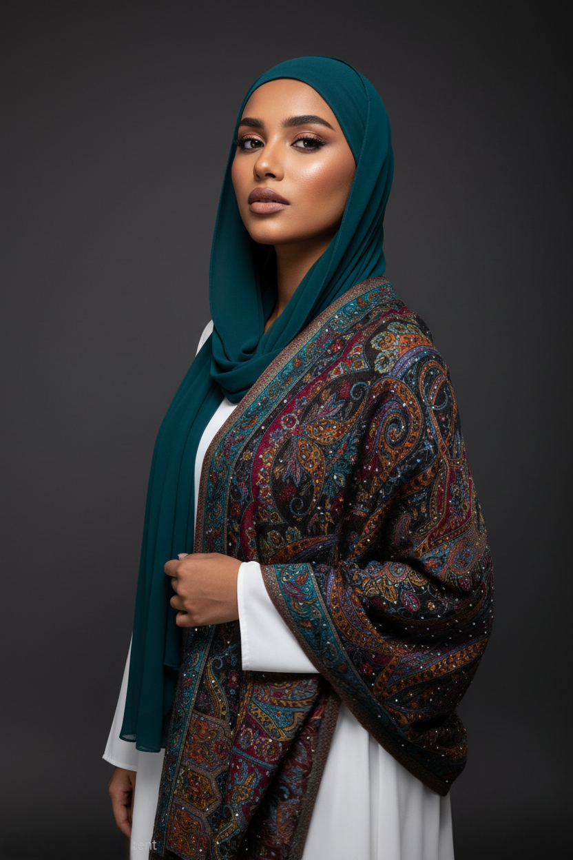 The Peacock Persian Pashmina Abaya