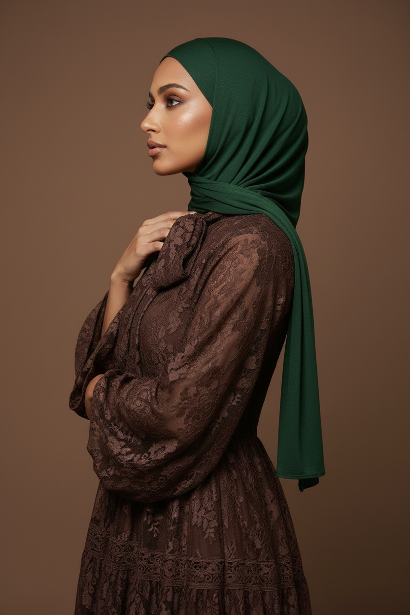 Emirati Jersey Hijab - Forest Green