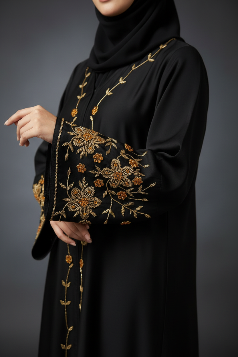 Gold Embellished Black Abaya