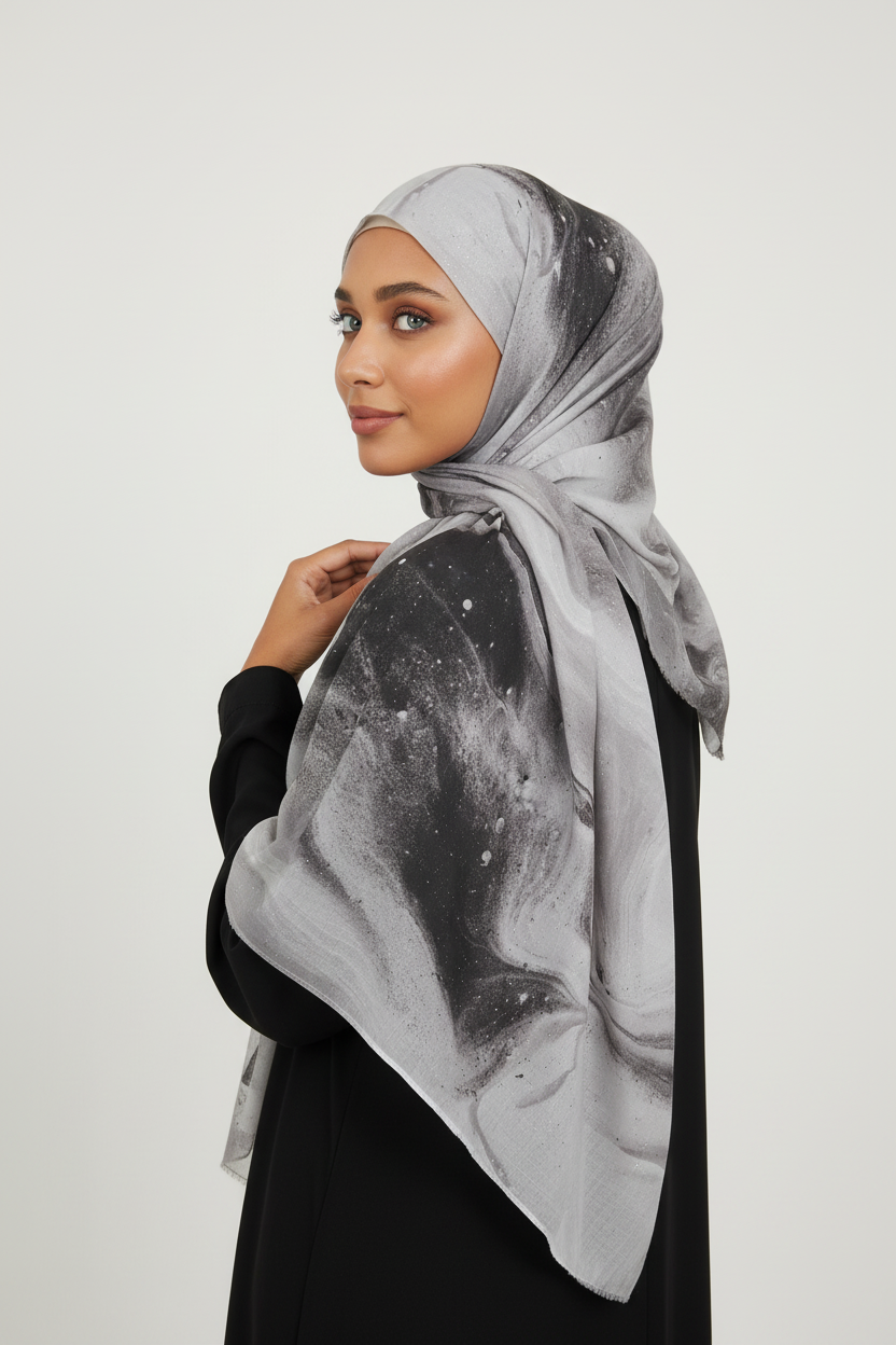 Brushstroke Series Midnight Storm hijab