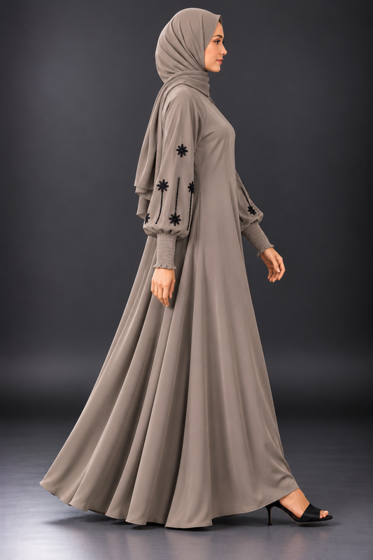 Dahlia Taupe Embellished Abaya