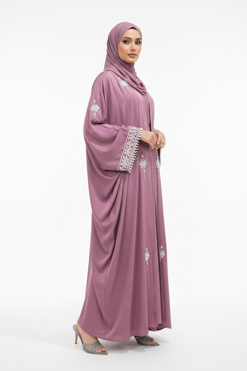 Twilight Mauve Butterfly Abaya