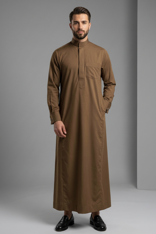 Premium Thobe in Tobacco Brown