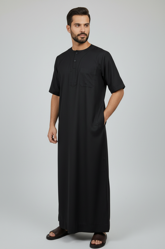 Black Thobe short sleeves