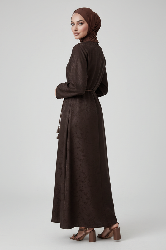 The Cacao Jacquard Abaya