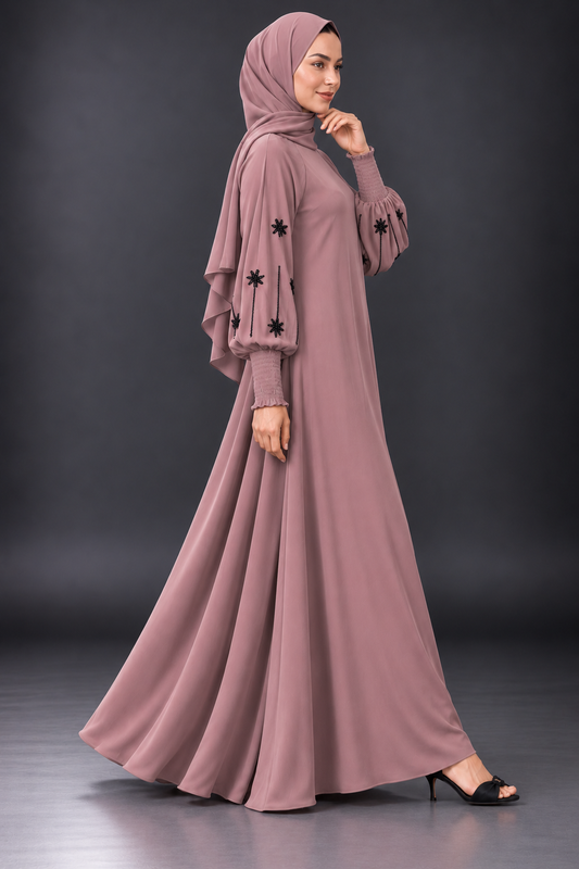 Dahlia Dusty Mauve Embellished Abaya