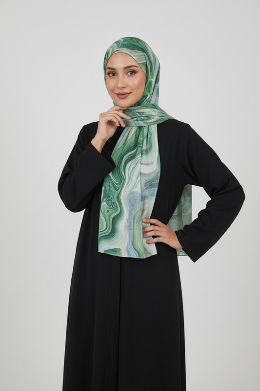 Woman wearing a green