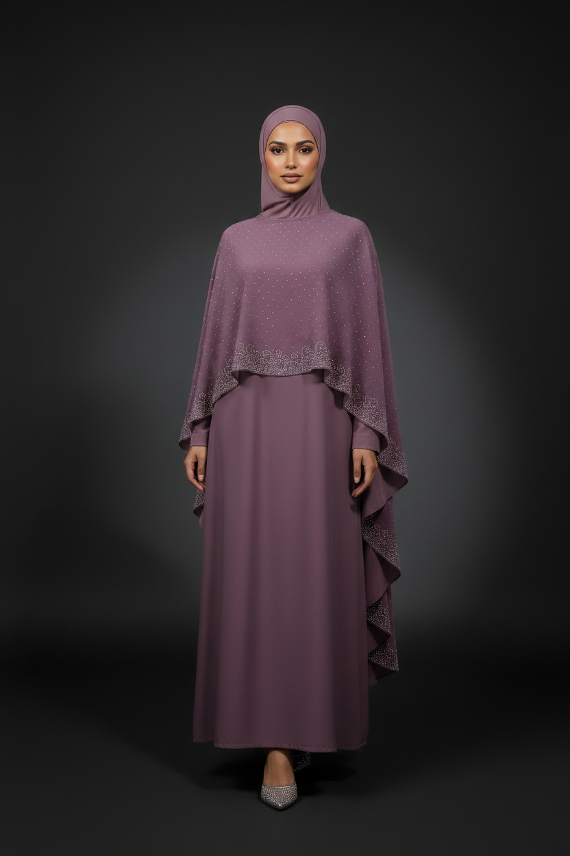 Dusty Mauve Signature Cape Abaya