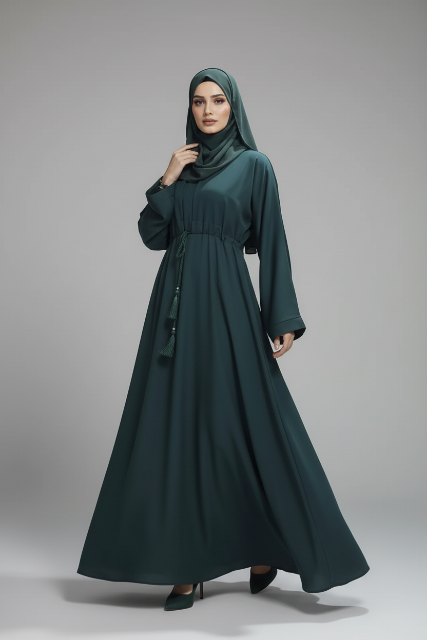 Grace Abaya in Forest Green