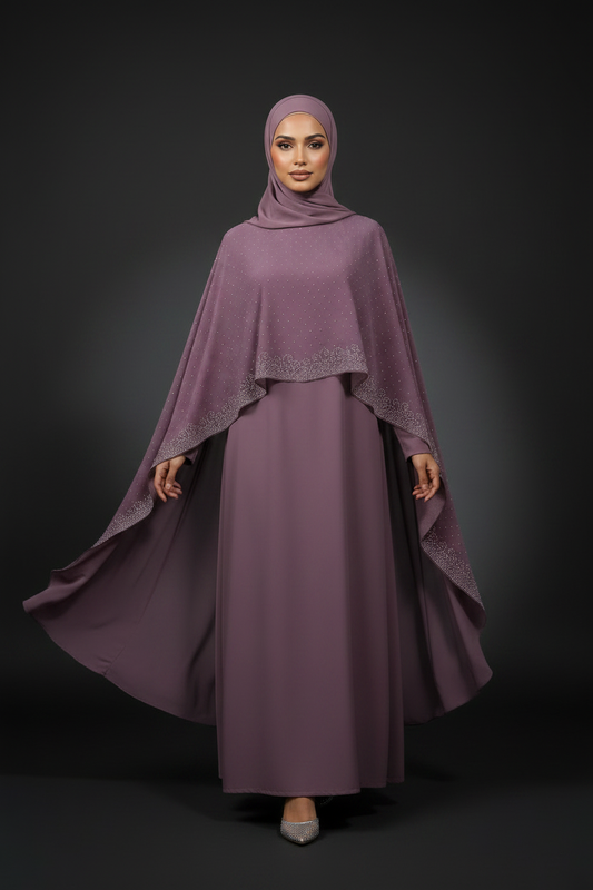 Dusty Mauve Signature Cape Abaya