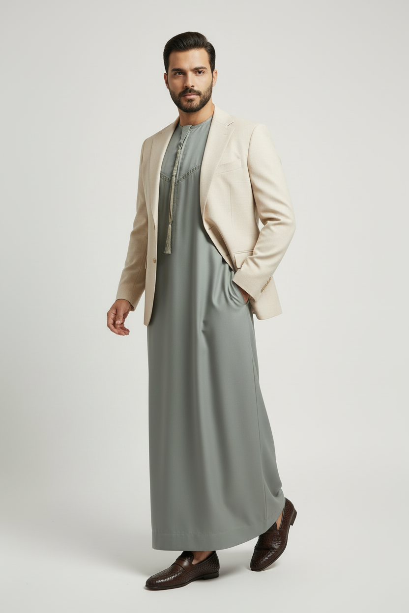 Emirati Dusty Sage Thobe - Classic Edition