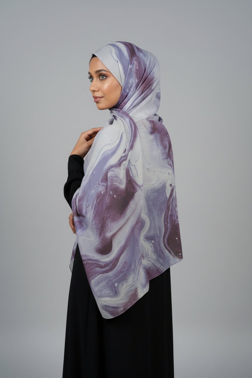 Purple Marble Hijab5