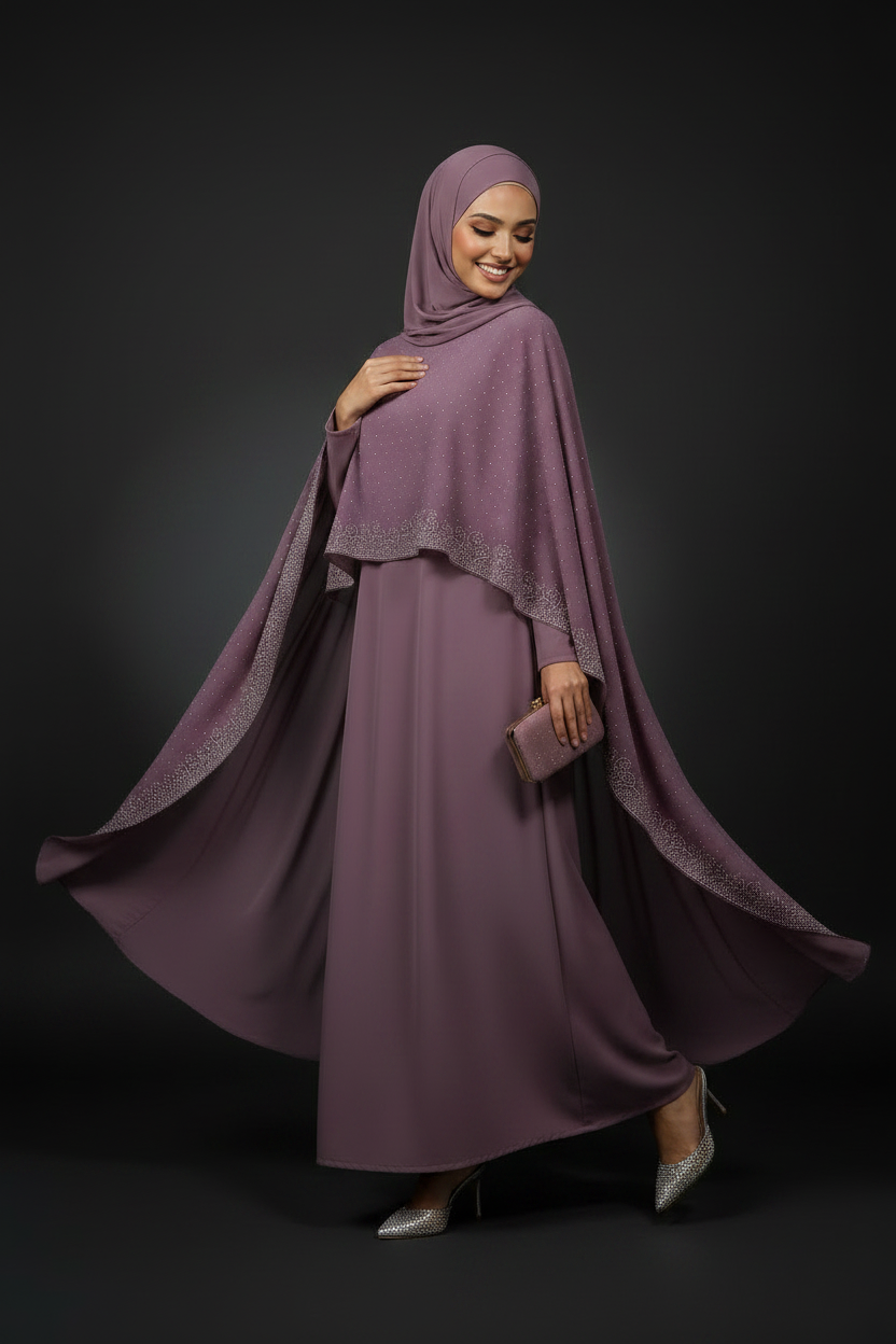Dusty Mauve Signature Cape Abaya
