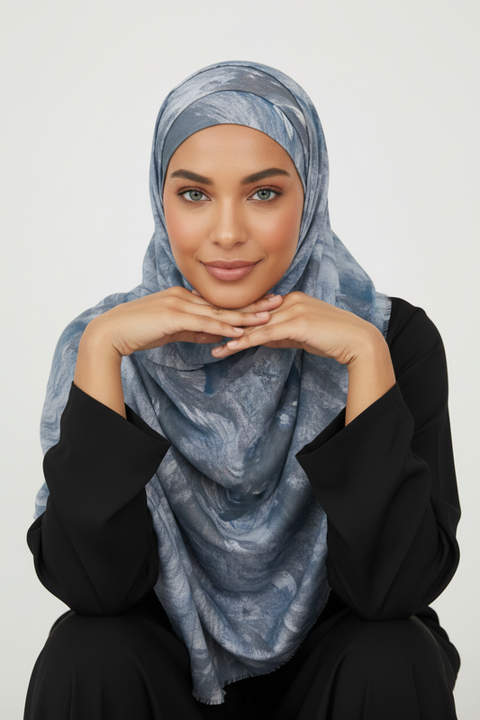 Slate Blue Marble Hijab3