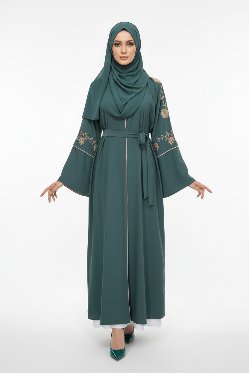Pine Green Elegance Abaya