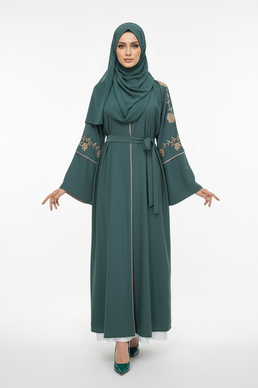 Pine Green Elegance Abaya