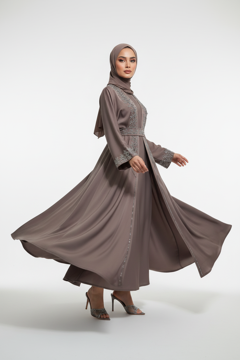 Taupe Royale Embellished Abaya