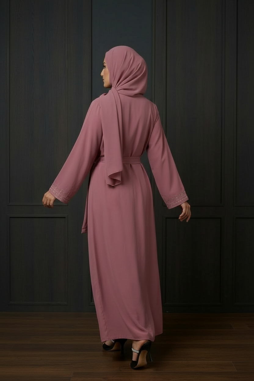 Dusty Rose Embellished Abaya