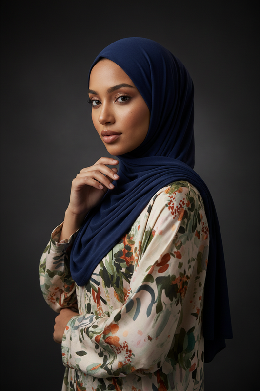 Emirati Jersey Hijab - Navy