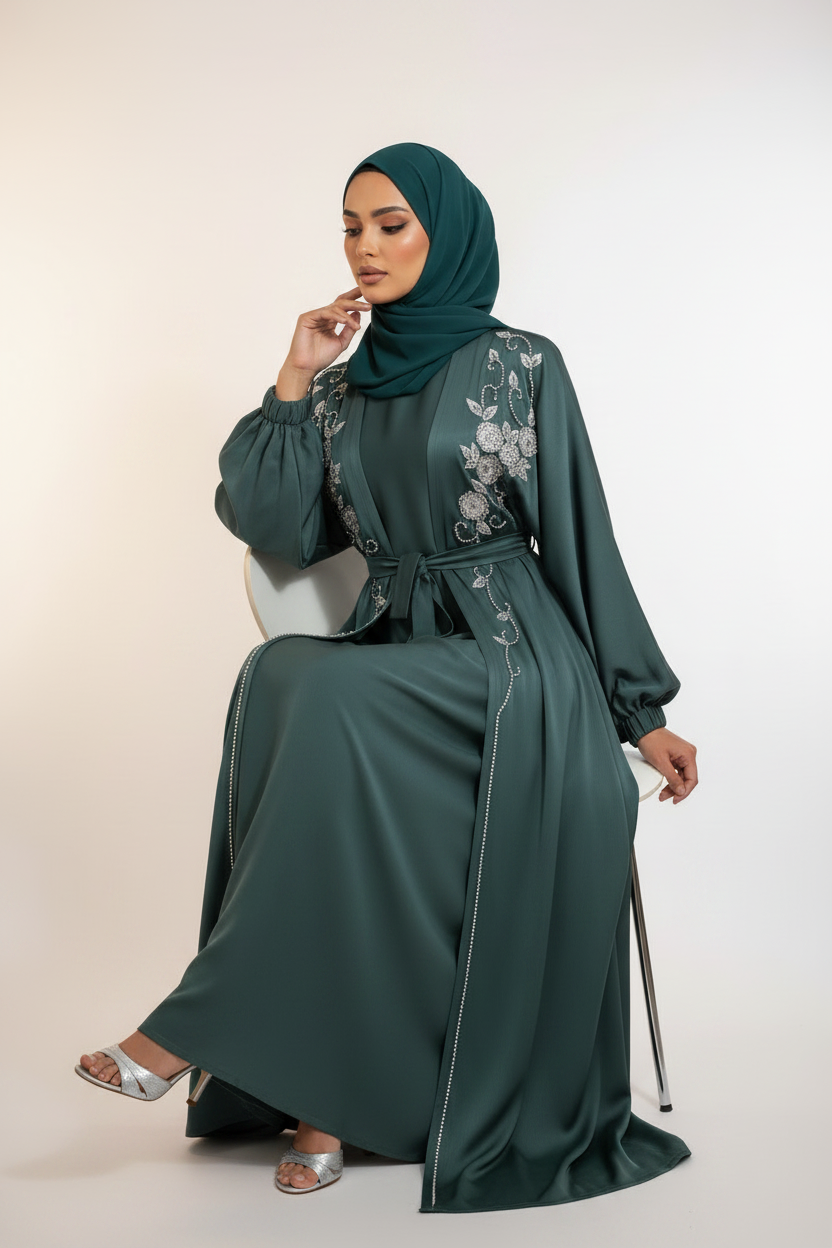 The Opulent Abaya in Emerald Teal