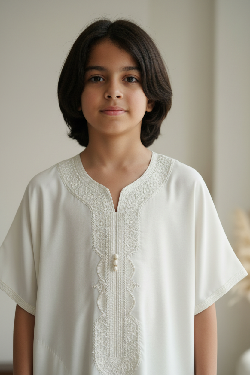 Boys Morrocan Thobe Off White