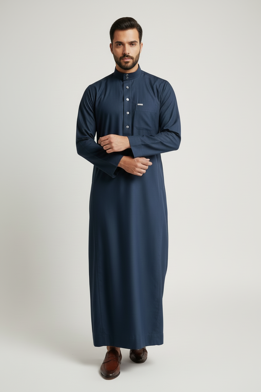 ثوب فاخر باللون الكحلي الداكن