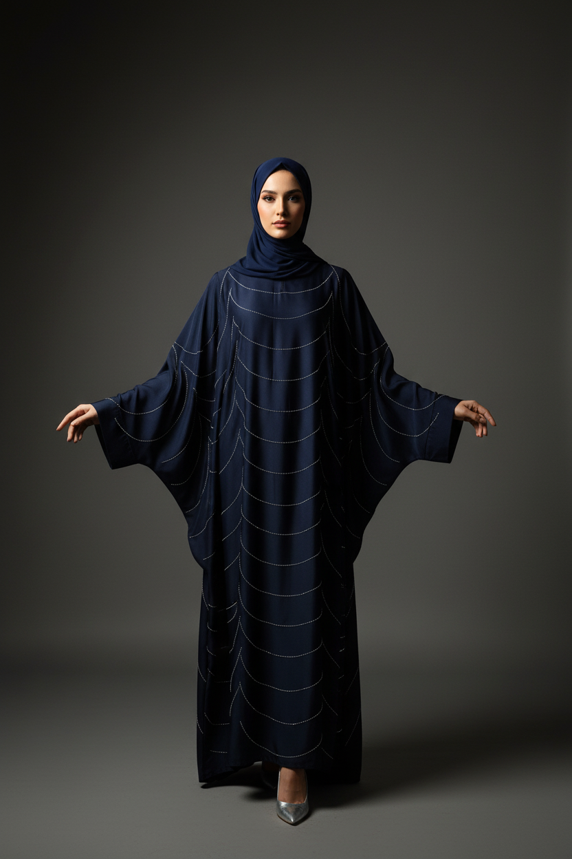Midnight Cascade Butterfly Abaya