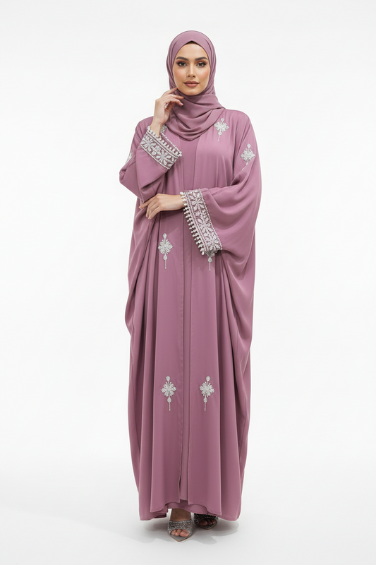 Twilight Mauve Butterfly Abaya