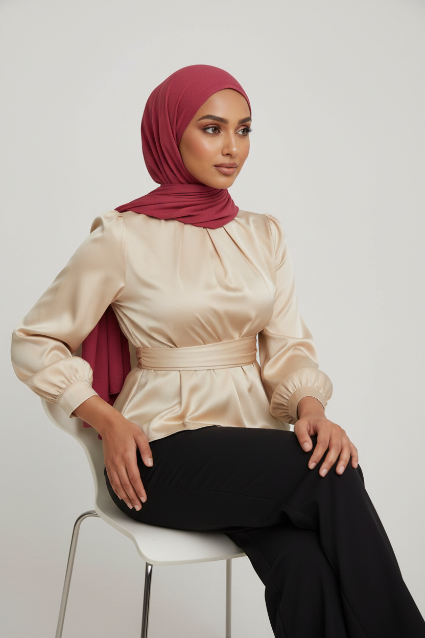 Emirati Jersey Hijab - Raspberry