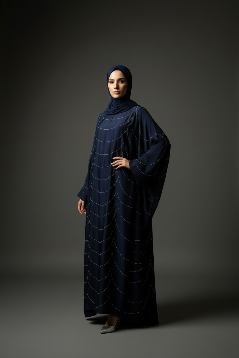 Midnight Cascade Butterfly Abaya