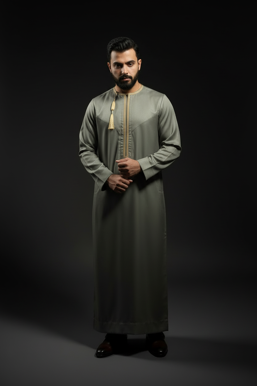 Earth Green Lustre Emirati Thobe
