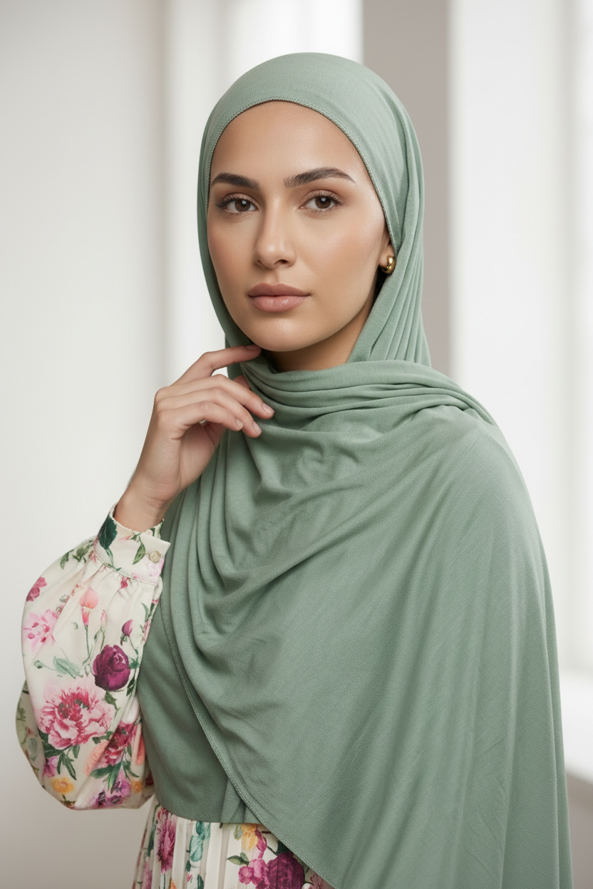 Emirati Jersey Hijab - Sage Green