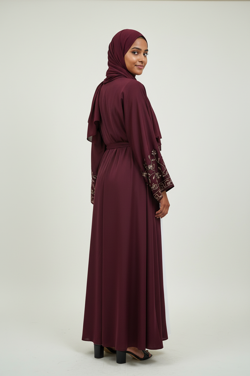 Burgundy Abaya 3