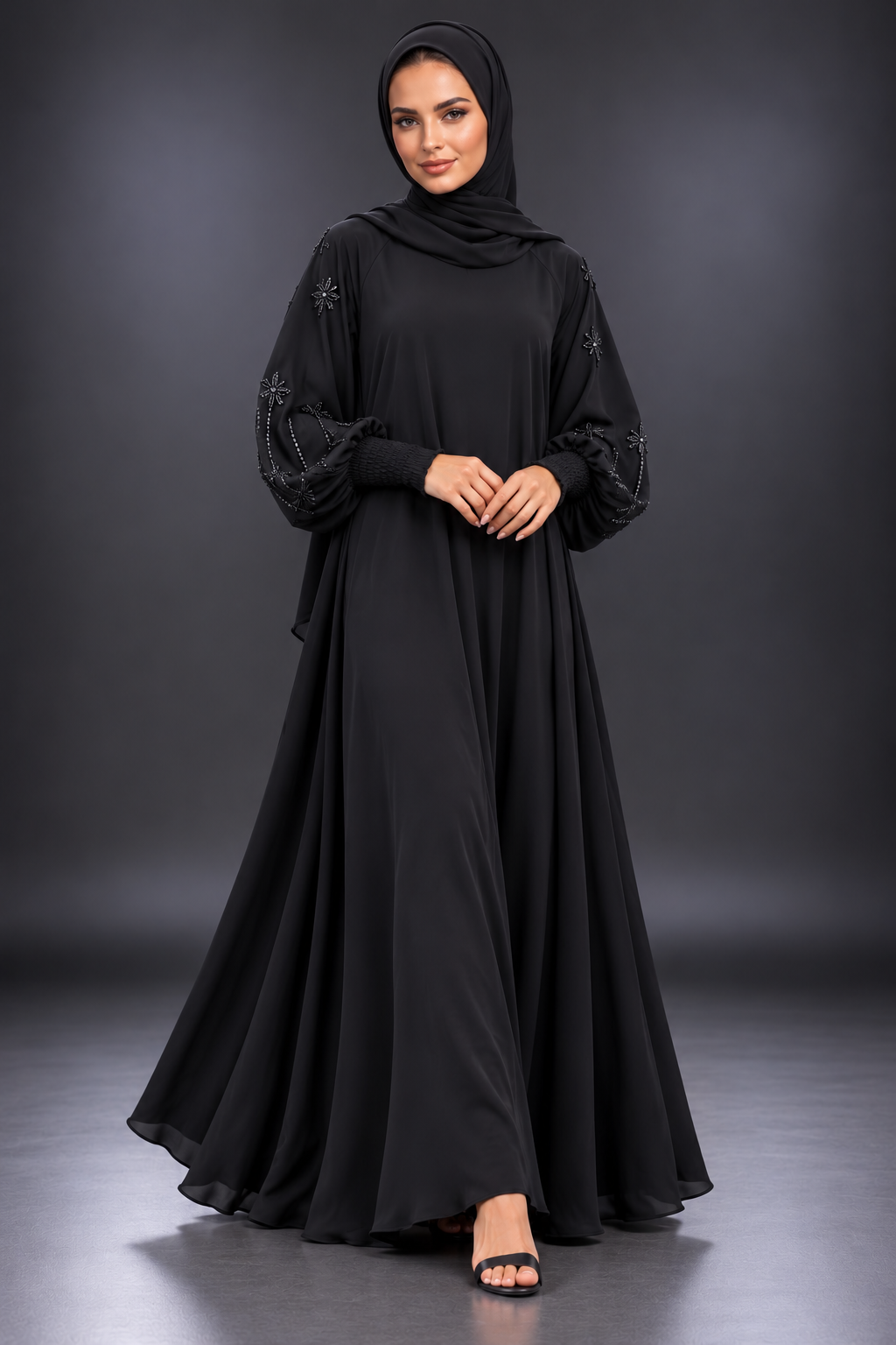 Dahlia Black Embellished Abaya