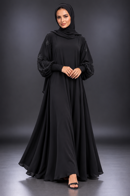 Dahlia Black Embellished Abaya