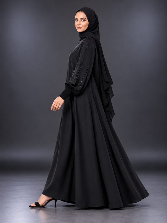 Dahlia Black Embellished Abaya