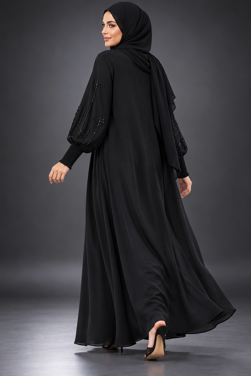 Dahlia Black Embellished Abaya