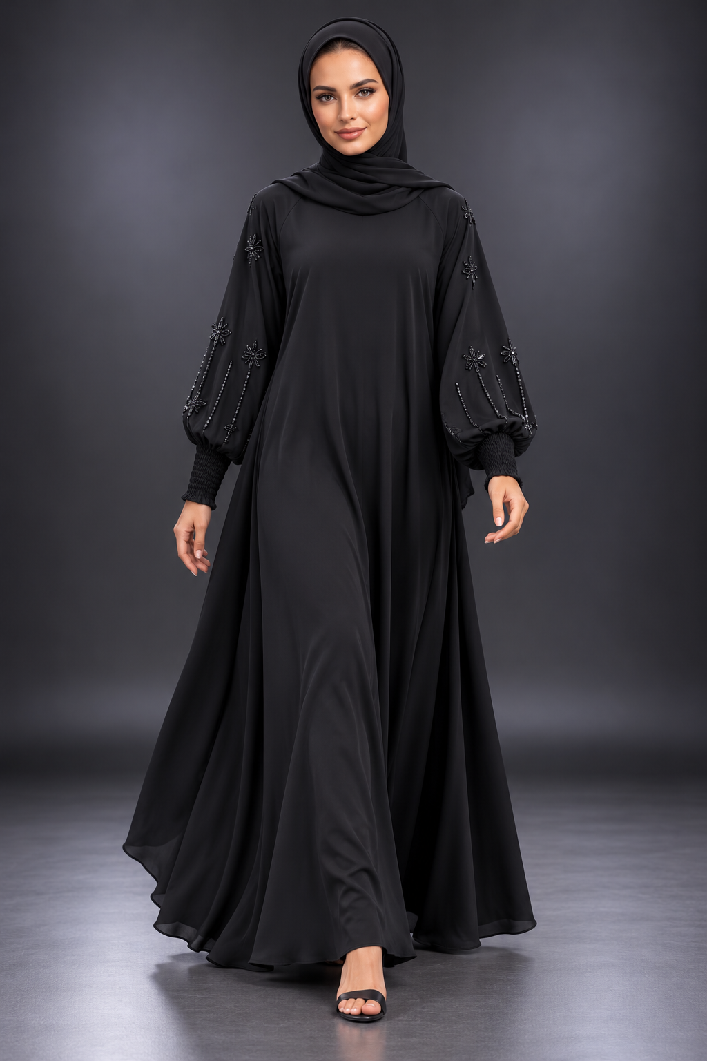 Dahlia Black Embellished Abaya