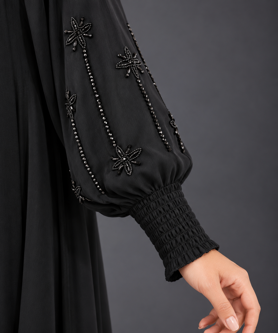 Dahlia Black Embellished Abaya