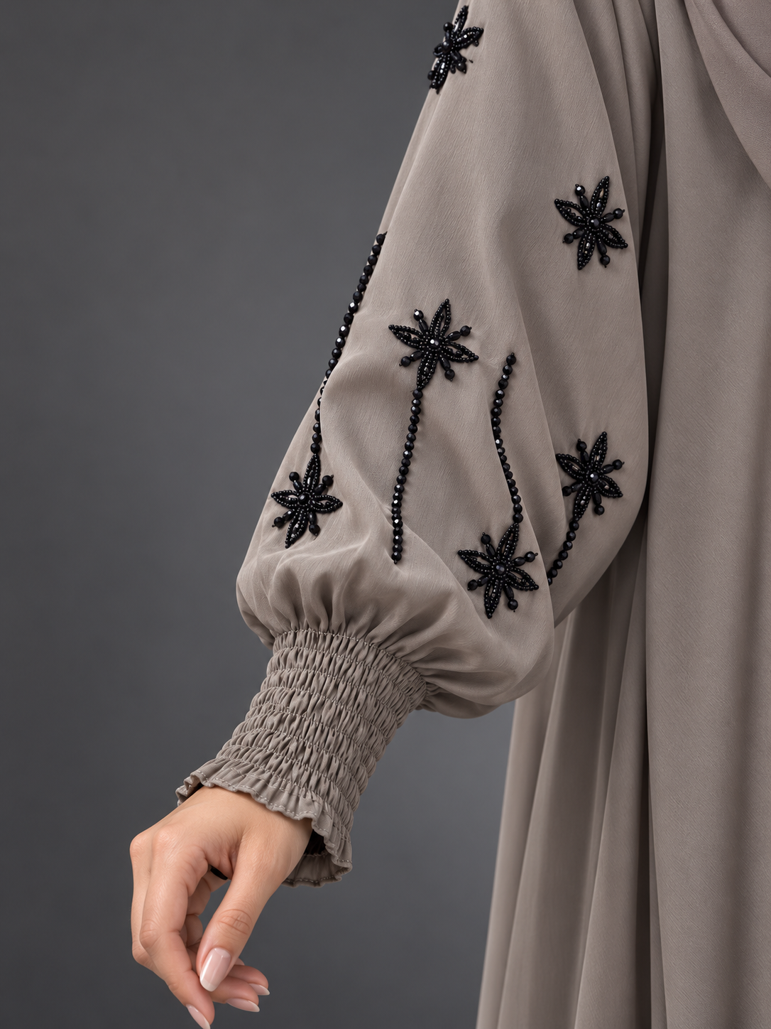 Dahlia Taupe Embellished Abaya