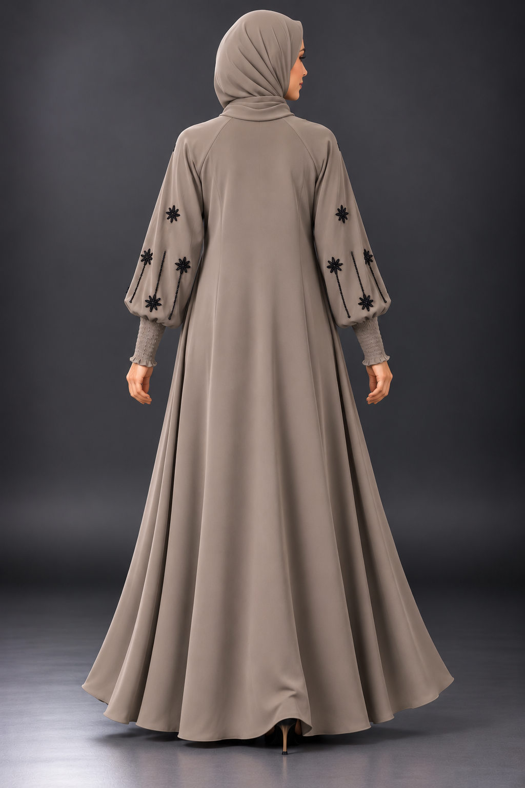 Dahlia Taupe Embellished Abaya