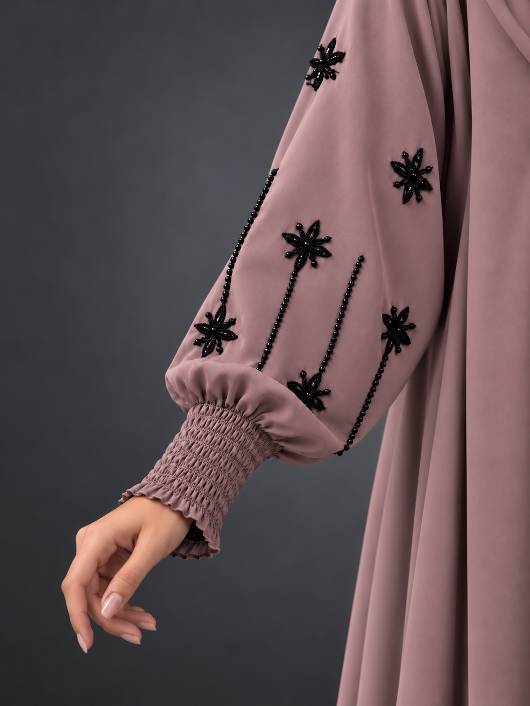 Dahlia Dusty Mauve Embellished Abaya