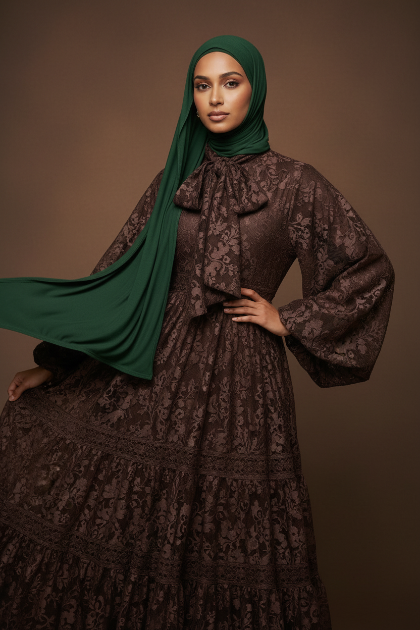 Emirati Jersey Hijab - Forest Green
