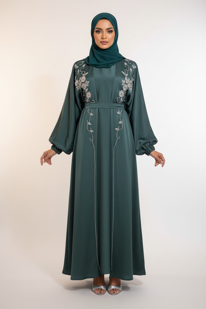 The Opulent Abaya in Emerald Teal