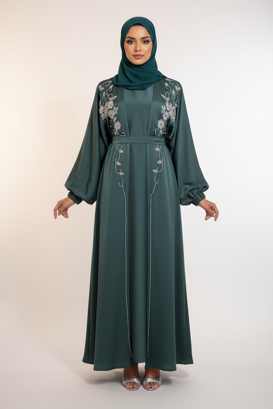 The Opulent Abaya in Emerald Teal