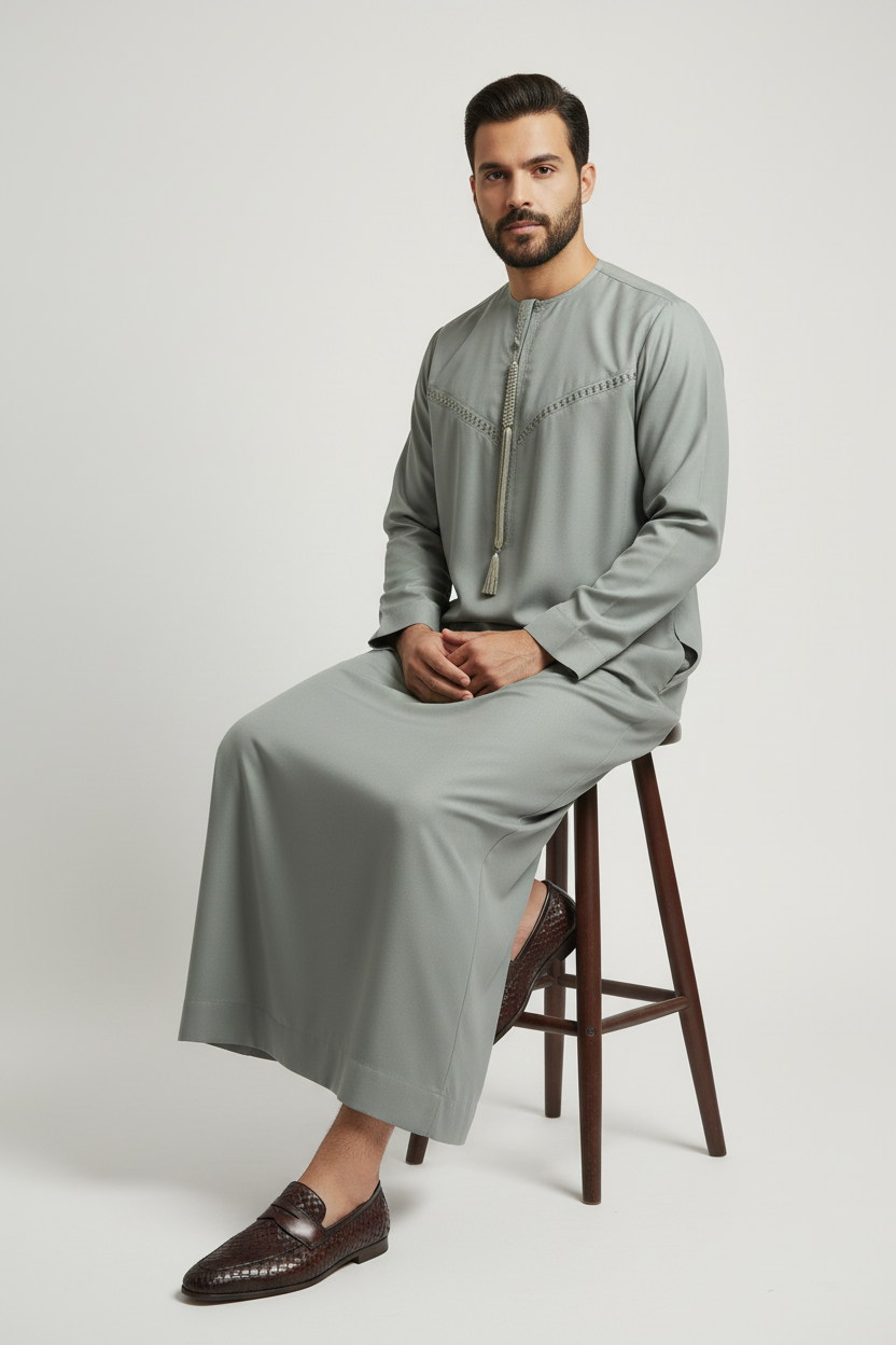 Emirati Dusty Sage Thobe - Classic Edition