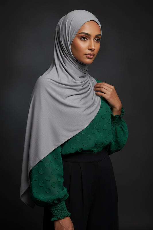 Emirati Jersey Hijab - Steel Grey