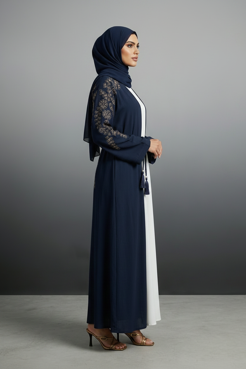 Navy Embroidered Abaya3