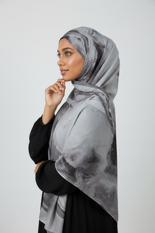 Brushstroke Series Midnight Storm hijab - Pose 1